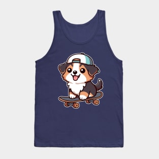 Australian Shepherd Puppy Skater Kawaii Skateboarding Dog Tank Top